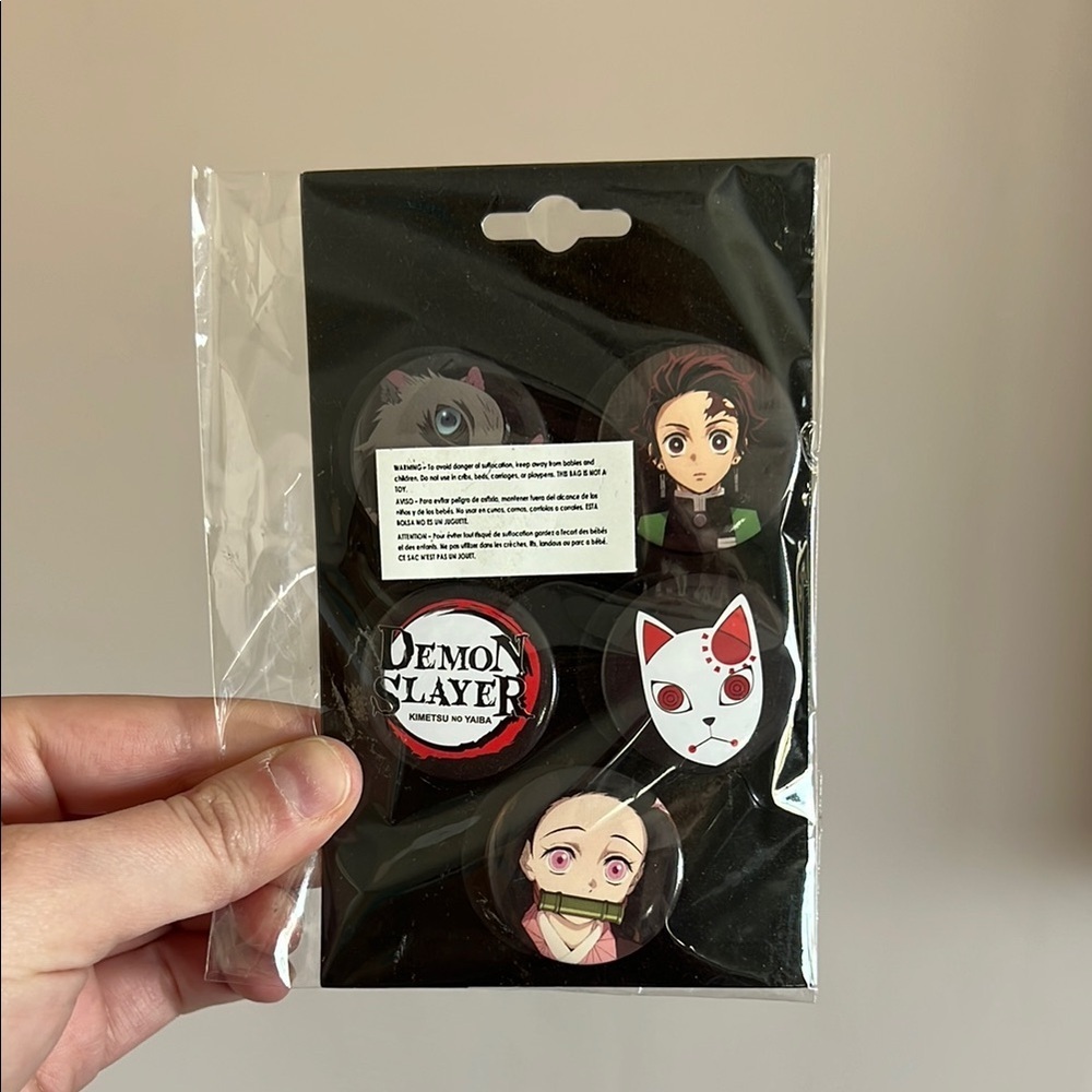 Demon Slayer Button Pin Set – 5 Piece Anime Collection